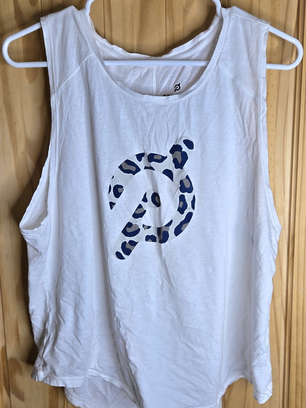 Peloton Leopard Logo Tank Top Women's XXL White Sleeveless Workout Athletic Top